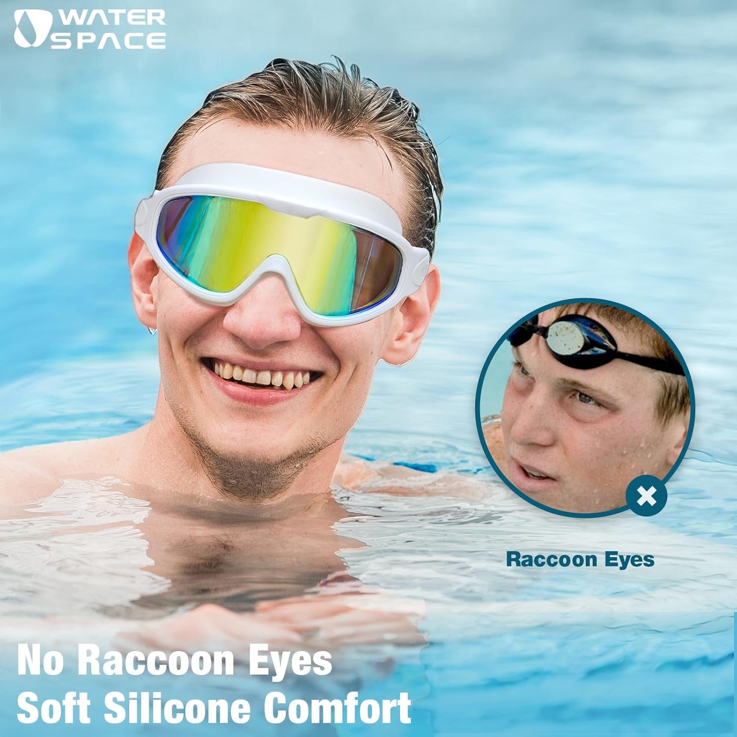 2 Pack Swim Goggles Swimming Adult Anti-Fog, Swim Goggles for Men Adult Women Youth, UV Protection Waterproof Large Frame 180° Wide View Clear Vision Swimming Goggles Pool Water Goggles