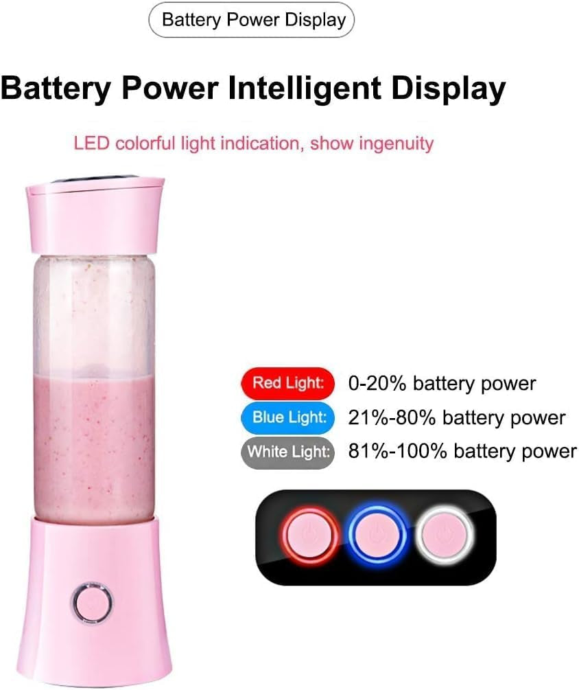 Portable Blender, Mini Personal Size Blenders for Smoothies and Shakes,Travel Juicer Cup Smoothie Maker with Updated 6 Blades USB Rechargeable Fruit Mixer with 4000Mah Battery16Oz Pink