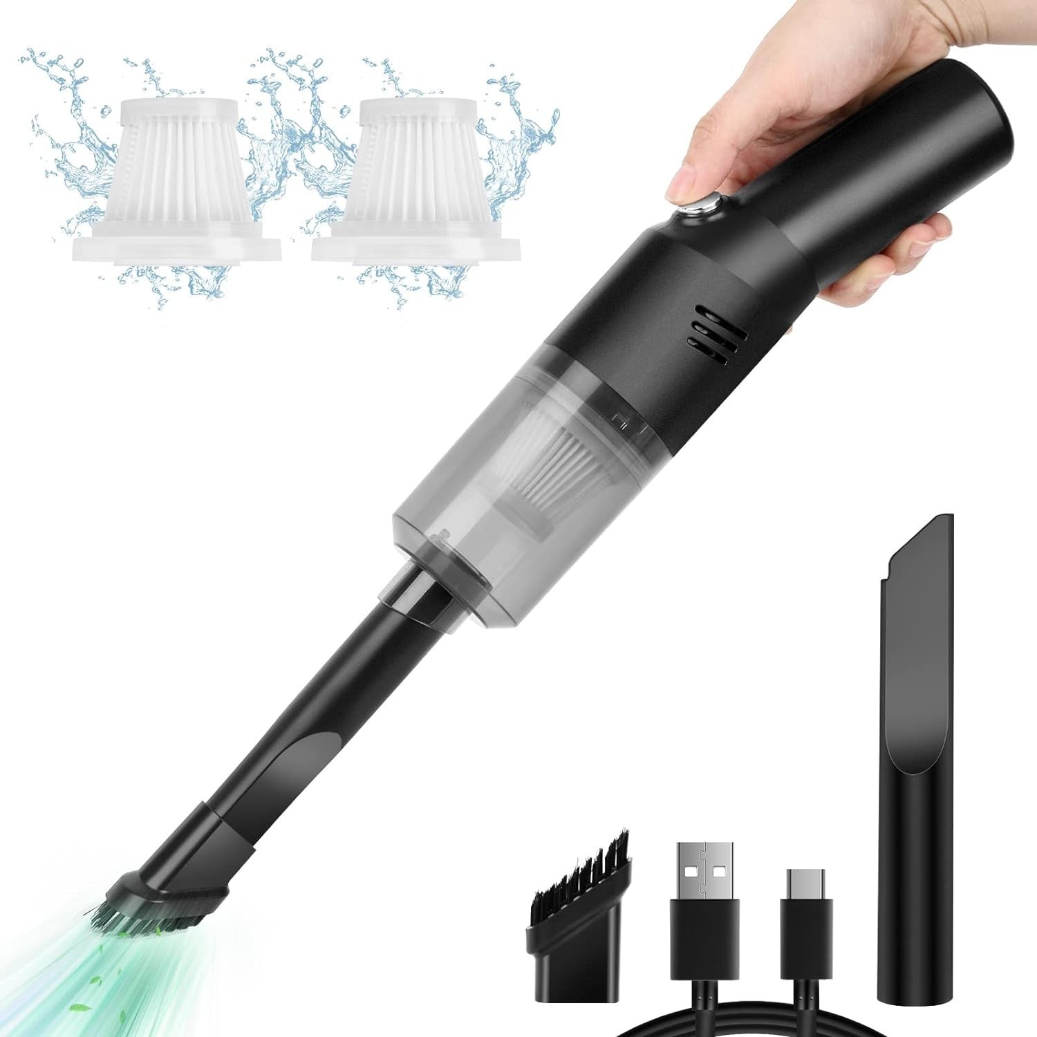Portable Mini Car Vacuum Cleaner, High Power Cordless(400G)