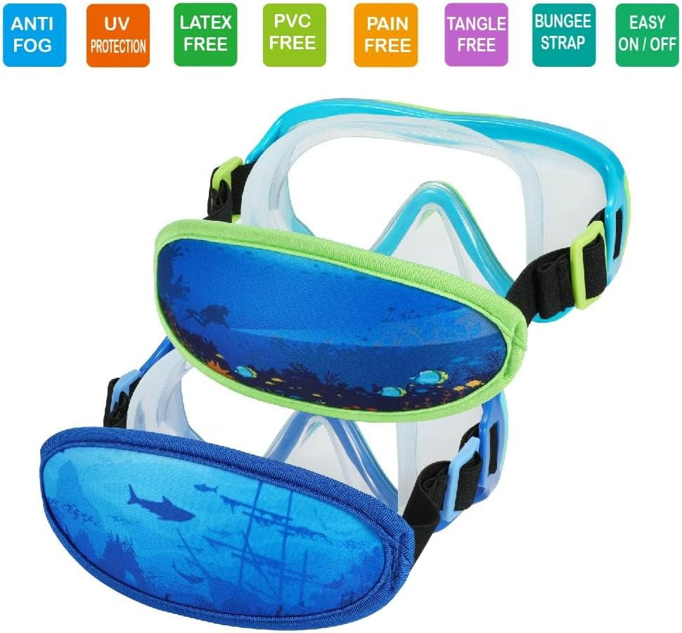 Swim Goggles Kids 6-14, Diving Mask No Tangle Strap，Water Goggles Nose Cover for JR / Youth