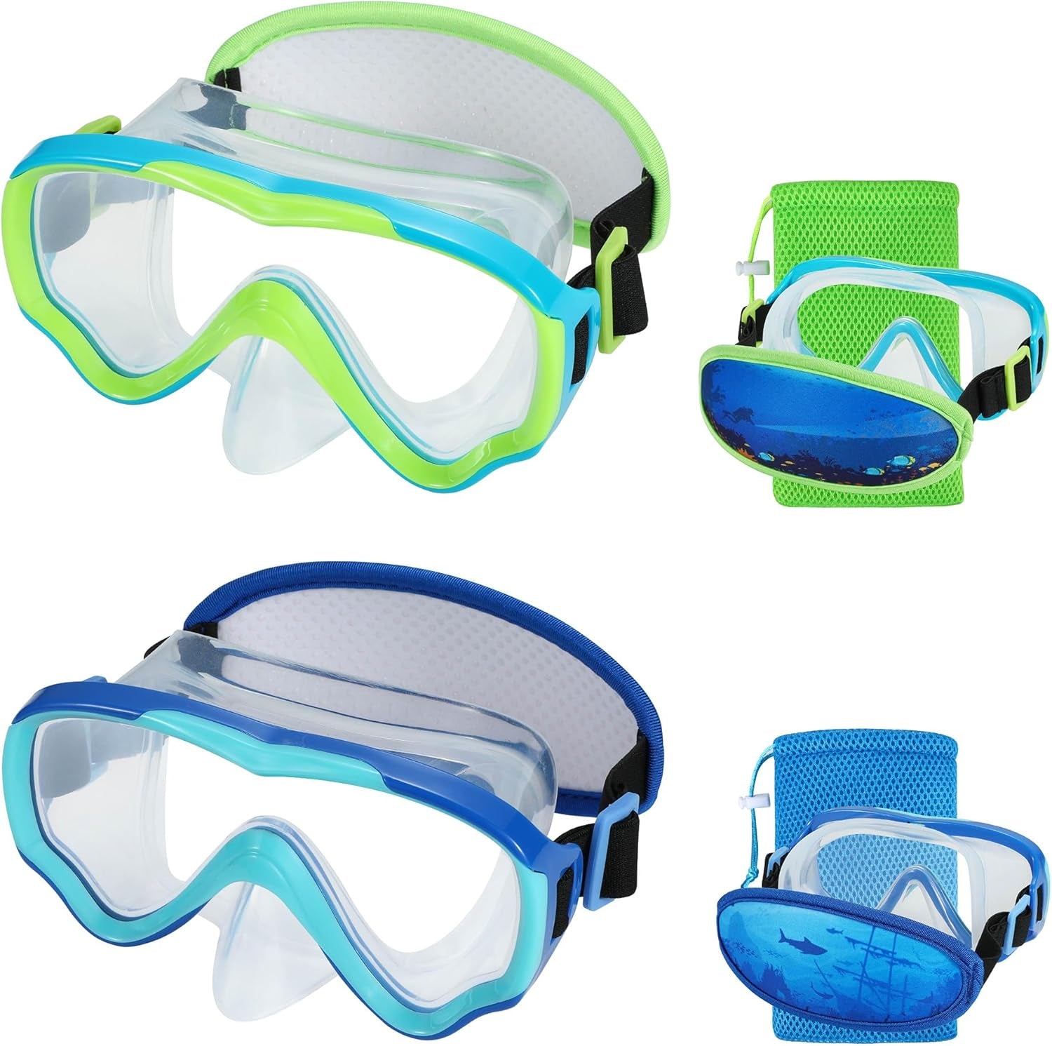 Swim Goggles Kids 6-14, Diving Mask No Tangle Strap，Water Goggles Nose Cover for JR / Youth